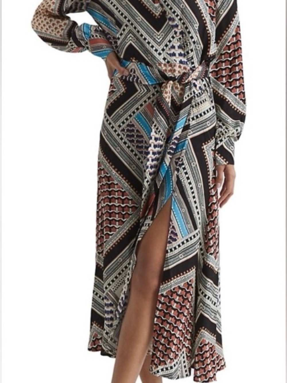 Reiss Alegra Printed Wrap Midi Dress